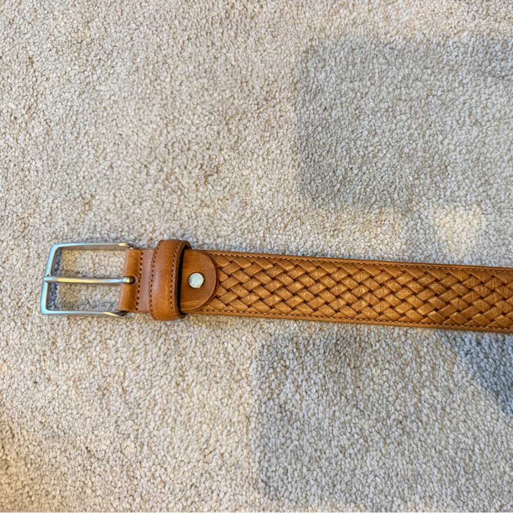 Woven Tan Leather Women's Belt